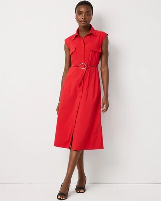 Belted Midi Shirt Dress