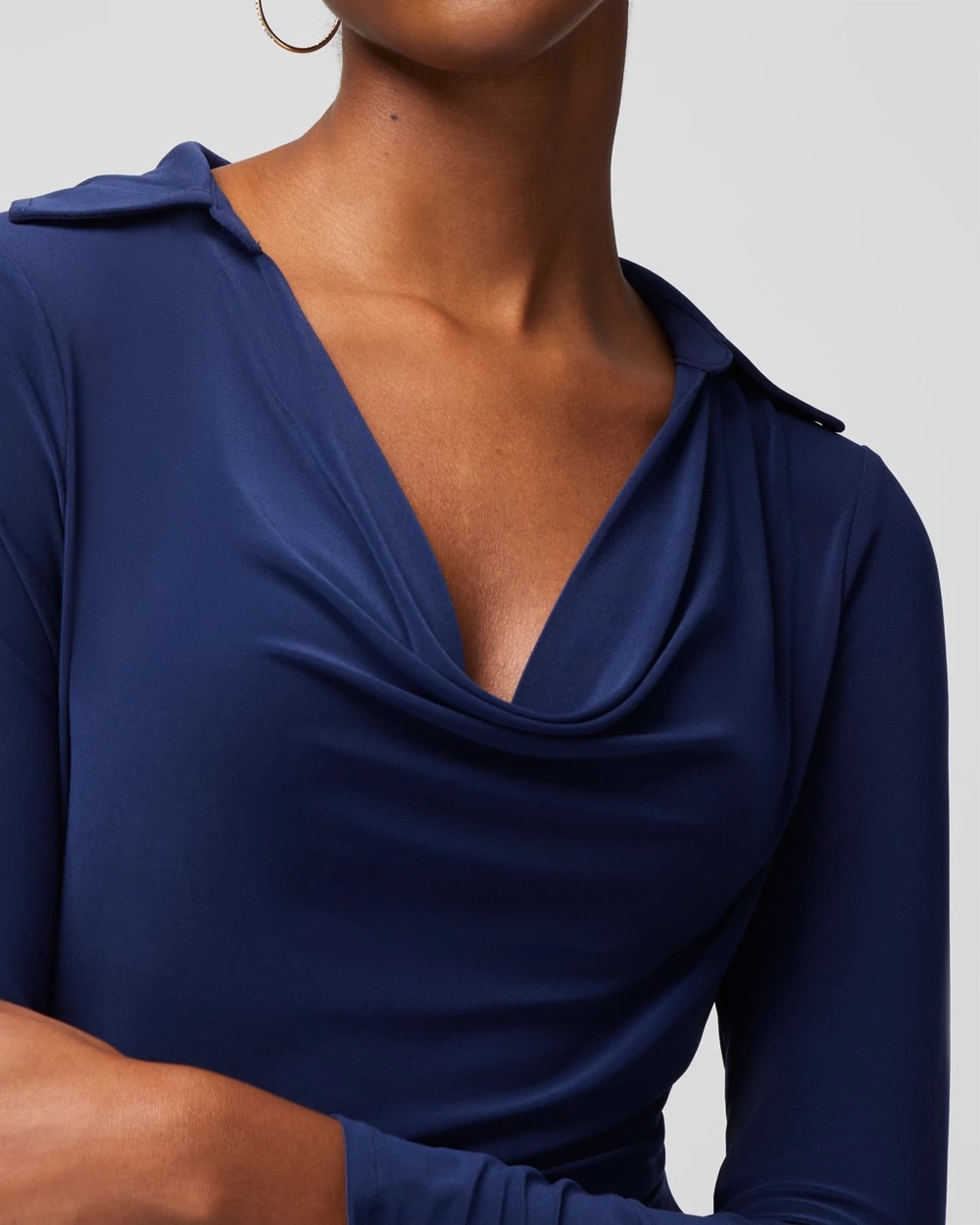 Collar Cowl Neck Long Sleeve Top