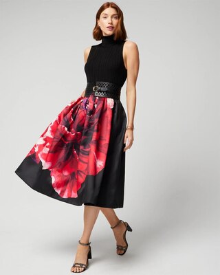 Drama Fit-and-Flare Midi Skirt