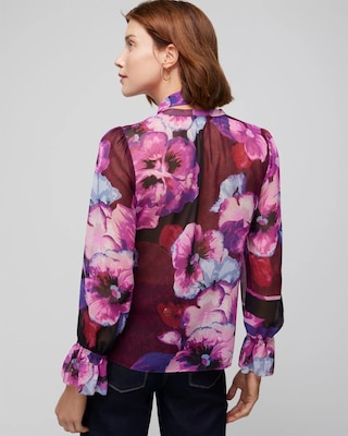 Long Sleeve Tie Neck Blouse click to view larger image.
