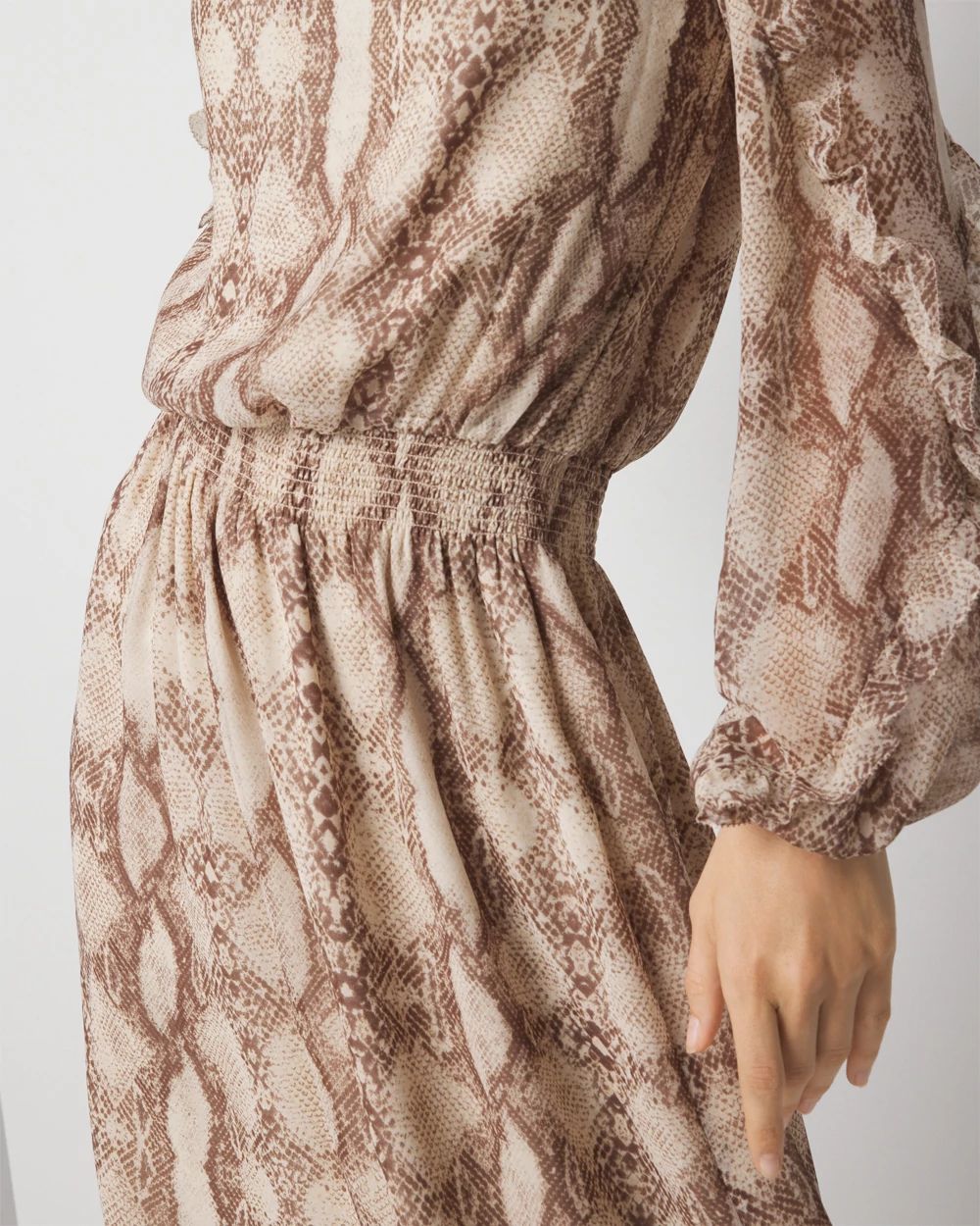 Petite Long Sleeve Ruffle Dress