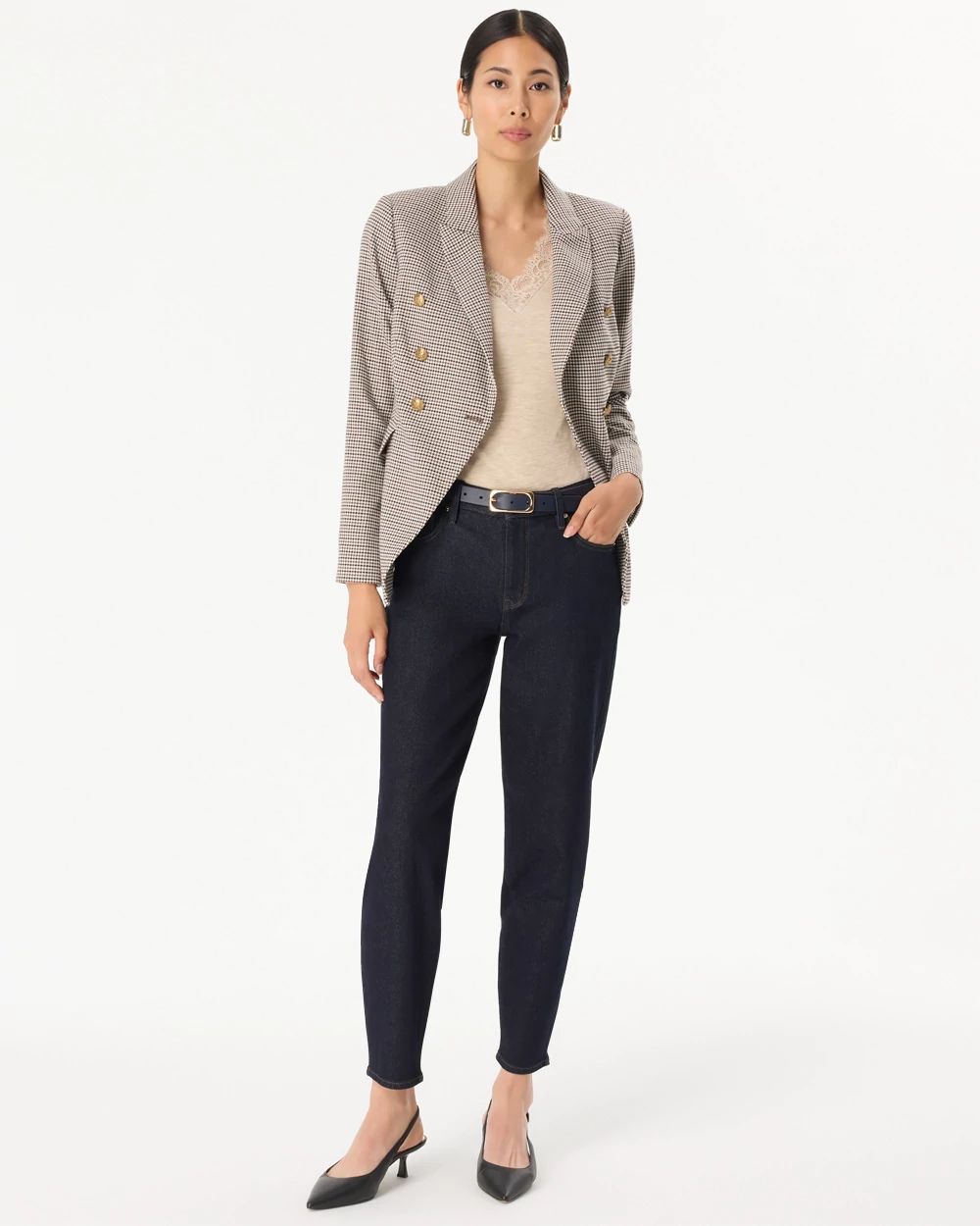 High-Rise Tapered Ankle Jeans click to view larger image.
