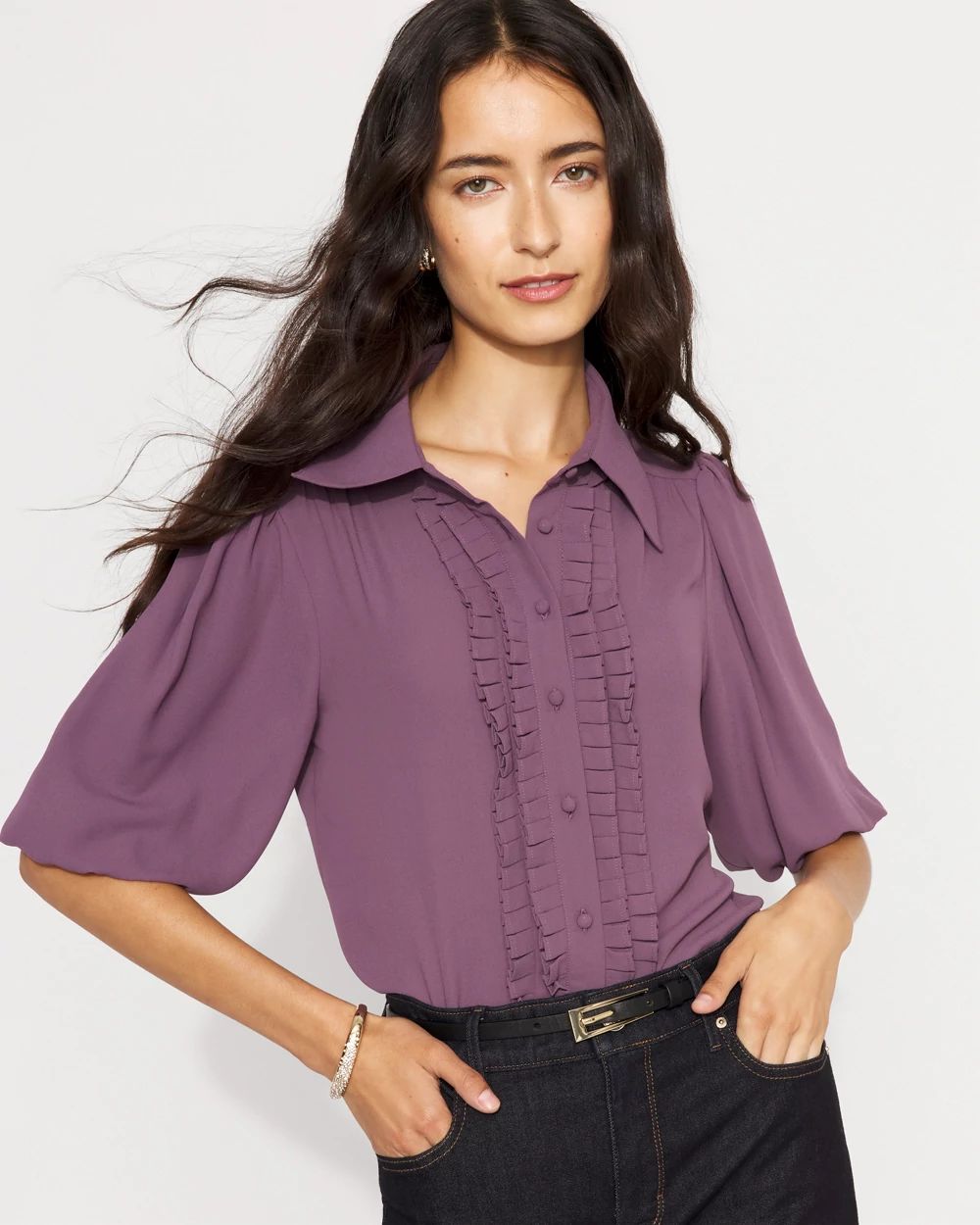 Puff Sleeve Ruffle Shirt