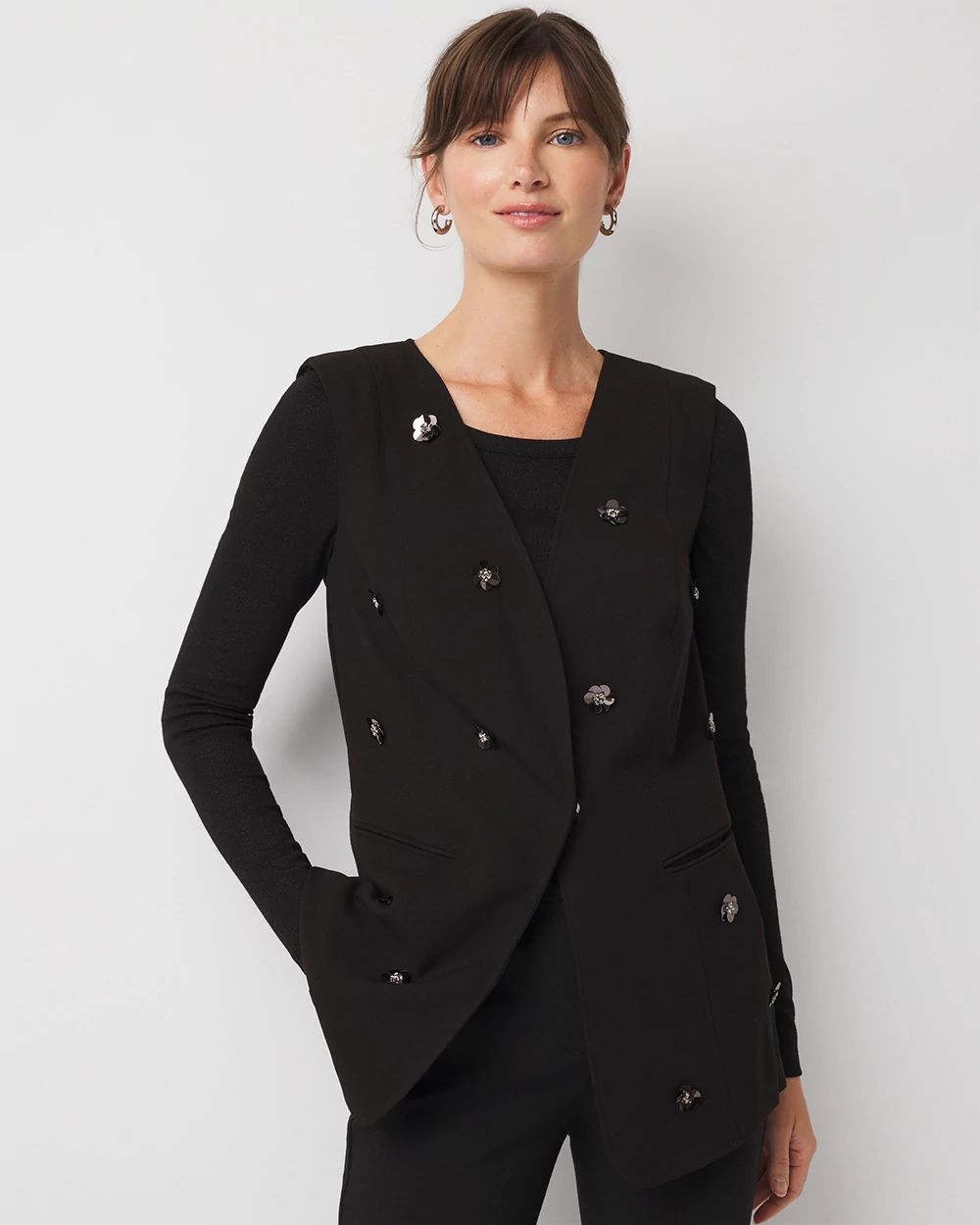 Embellished Crepe Vest