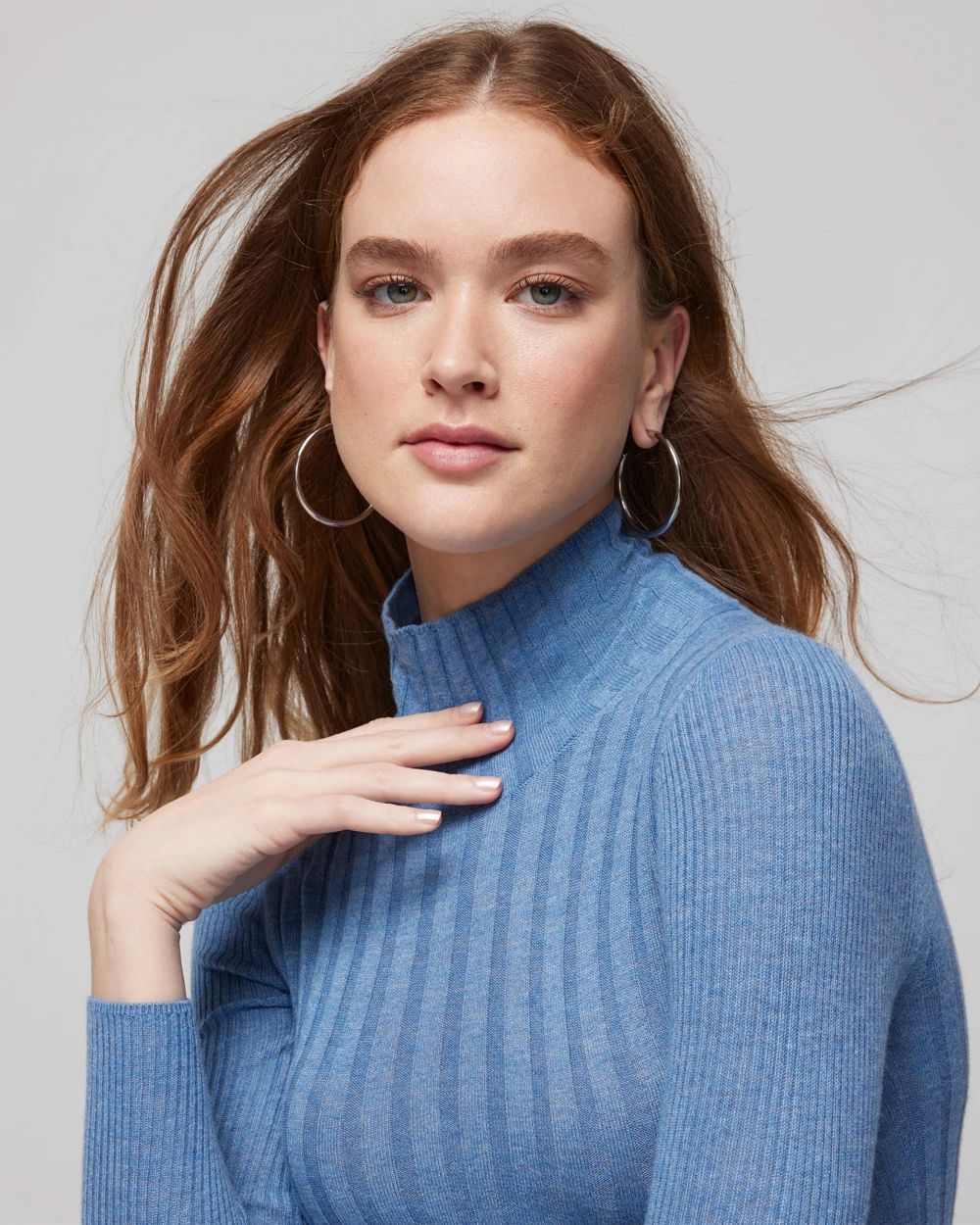 Long Sleeve Cashmere Blend Mockneck
