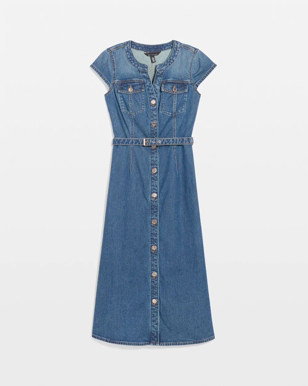 Denim Midi Shirt Dress click to view larger image.