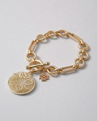 Goldtone Faux Horn Charm Bracelet