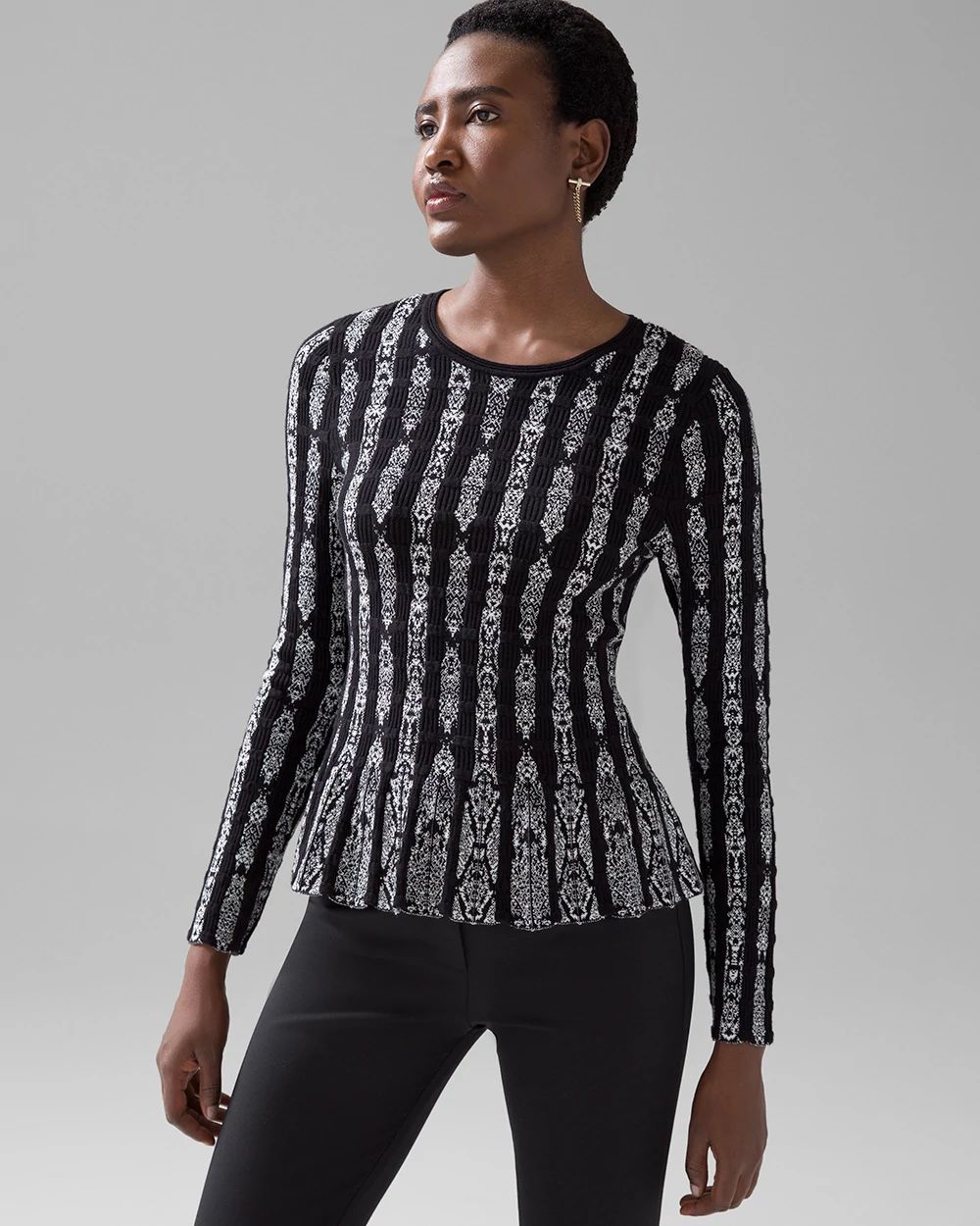 Black and white vertical striped sweater sales