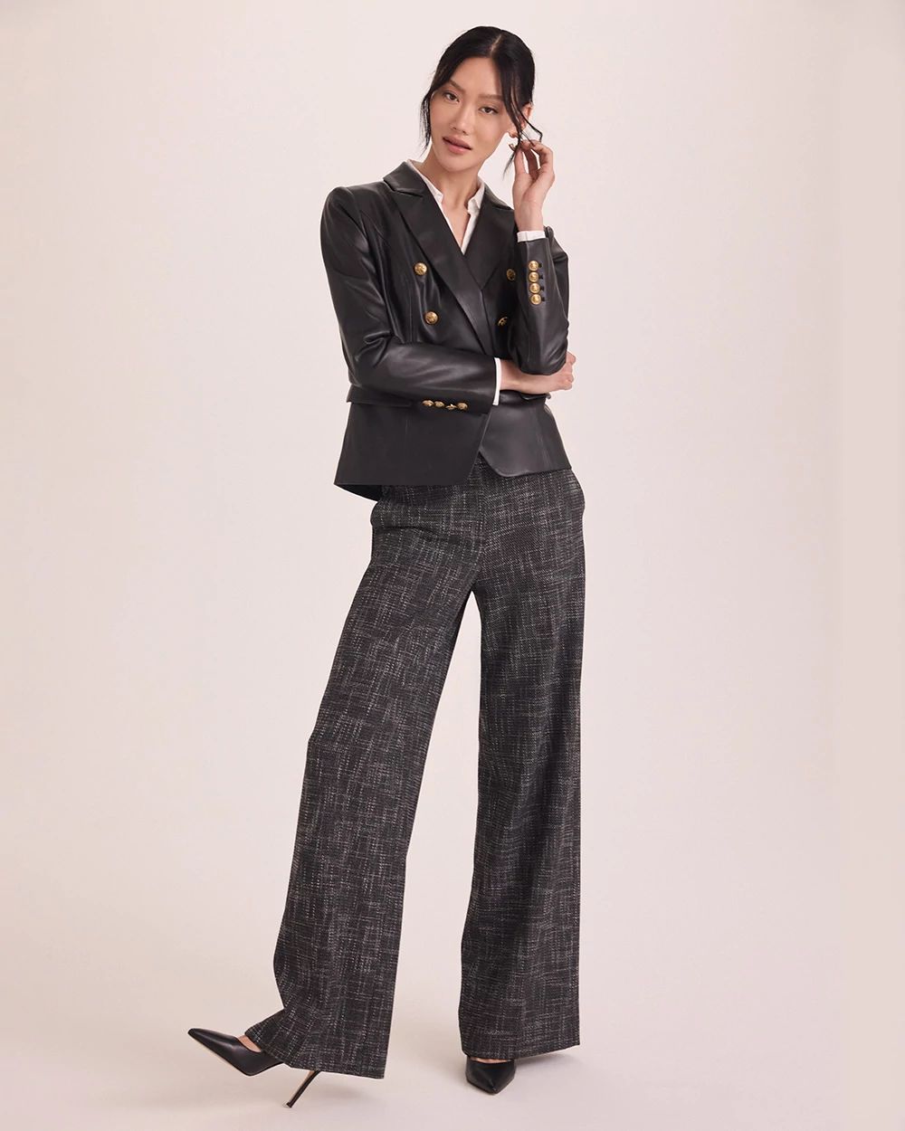 Tweed High Rise Wide Leg Pant