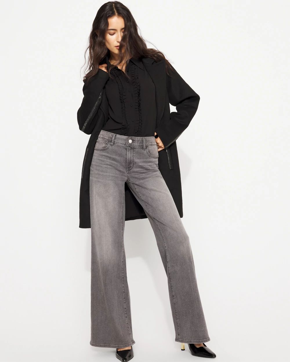 Petite Mid Rise Wide-Leg Jean