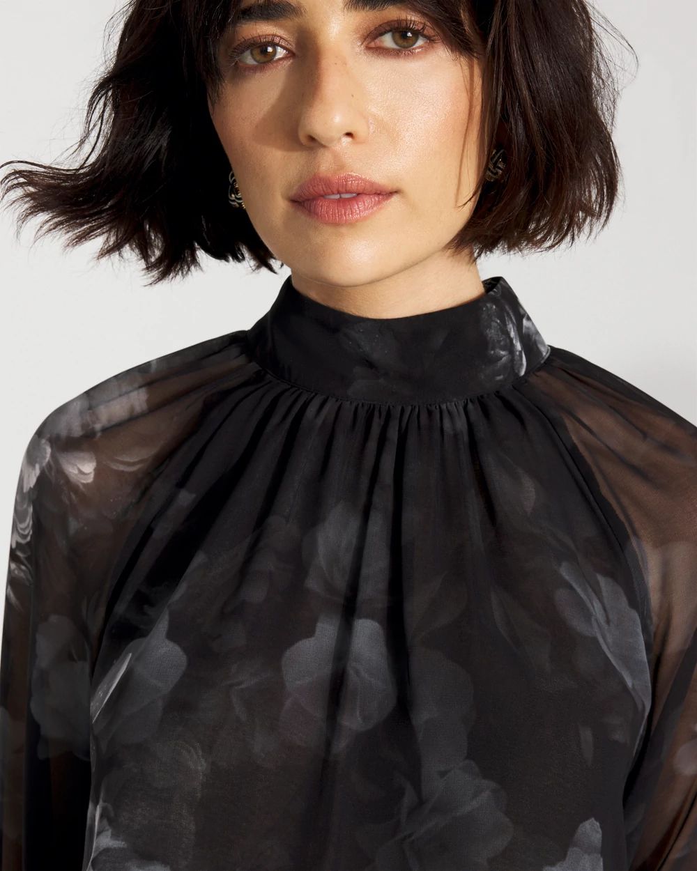 Mock Neck Raglan Sleeve Blouse