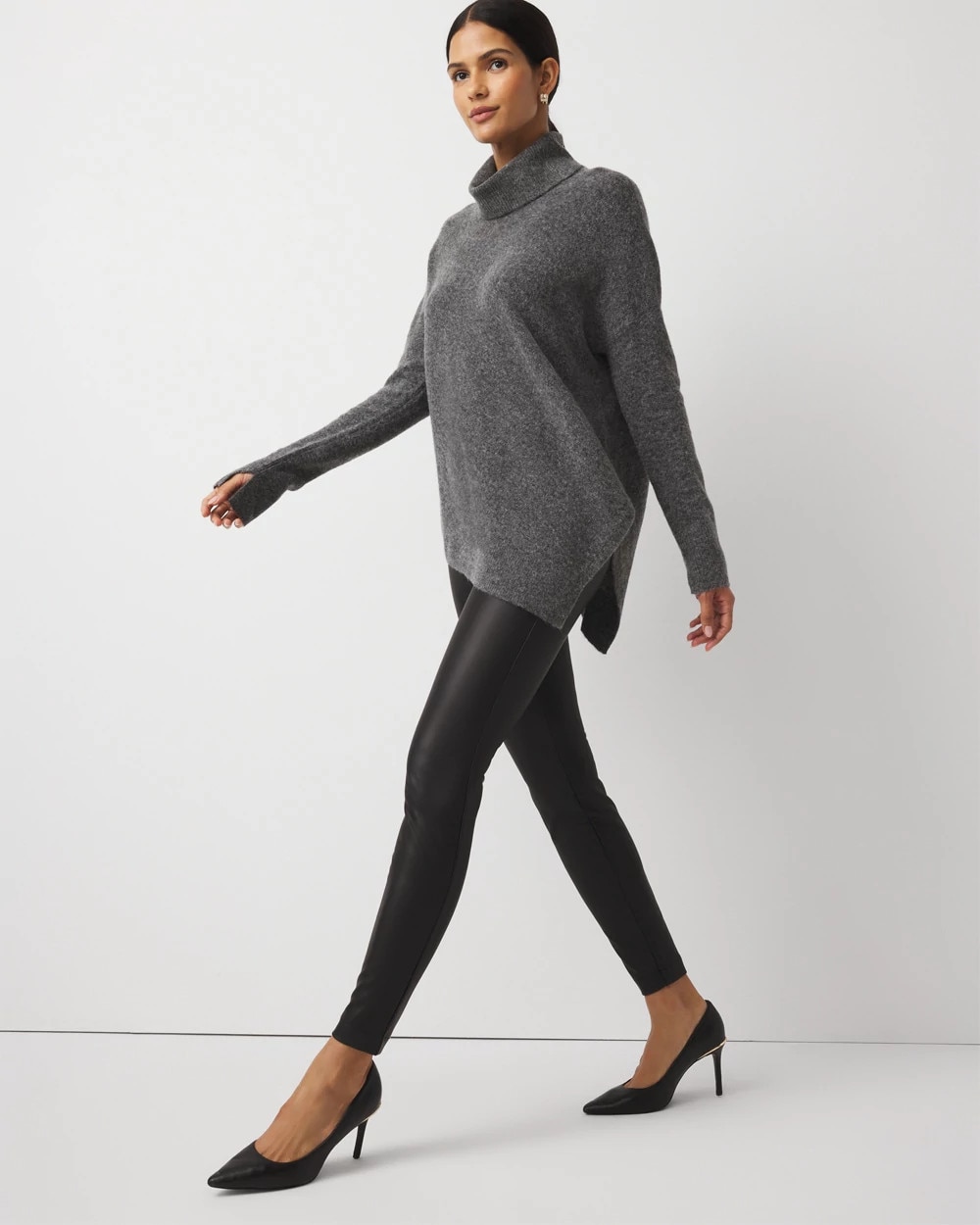 Asymmetrical Hem Turtleneck Sweater - image 2