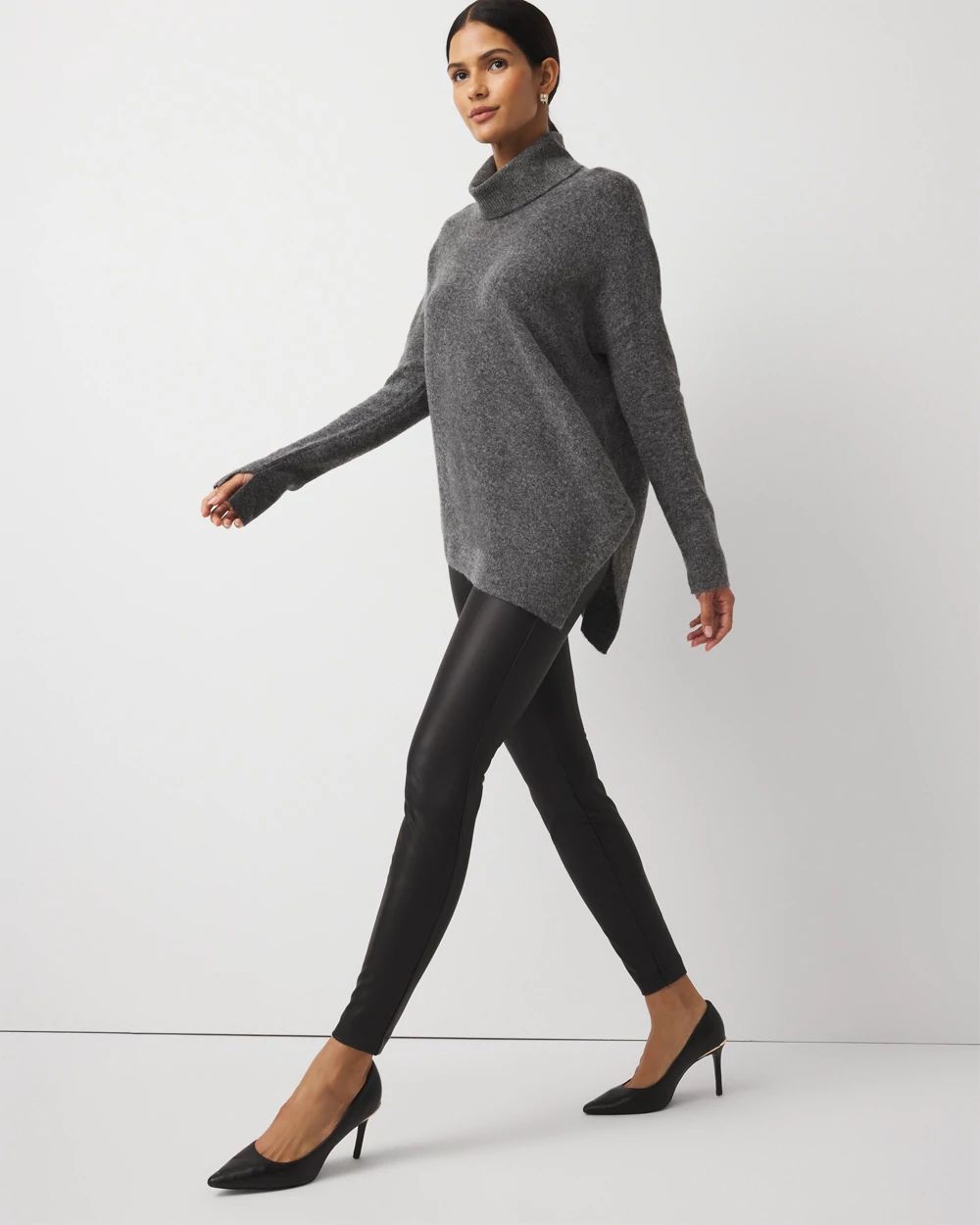 Asymmetrical Hem Turtleneck Sweater