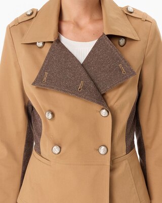 Tweed Detail Trench Jacket click to view larger image.