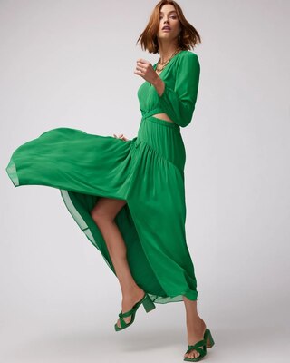 Long-Sleeve Cutout Maxi Dress