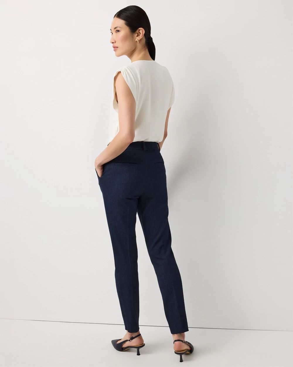 Petite Denim-Look High Rise Elle Slim Ankle Pant