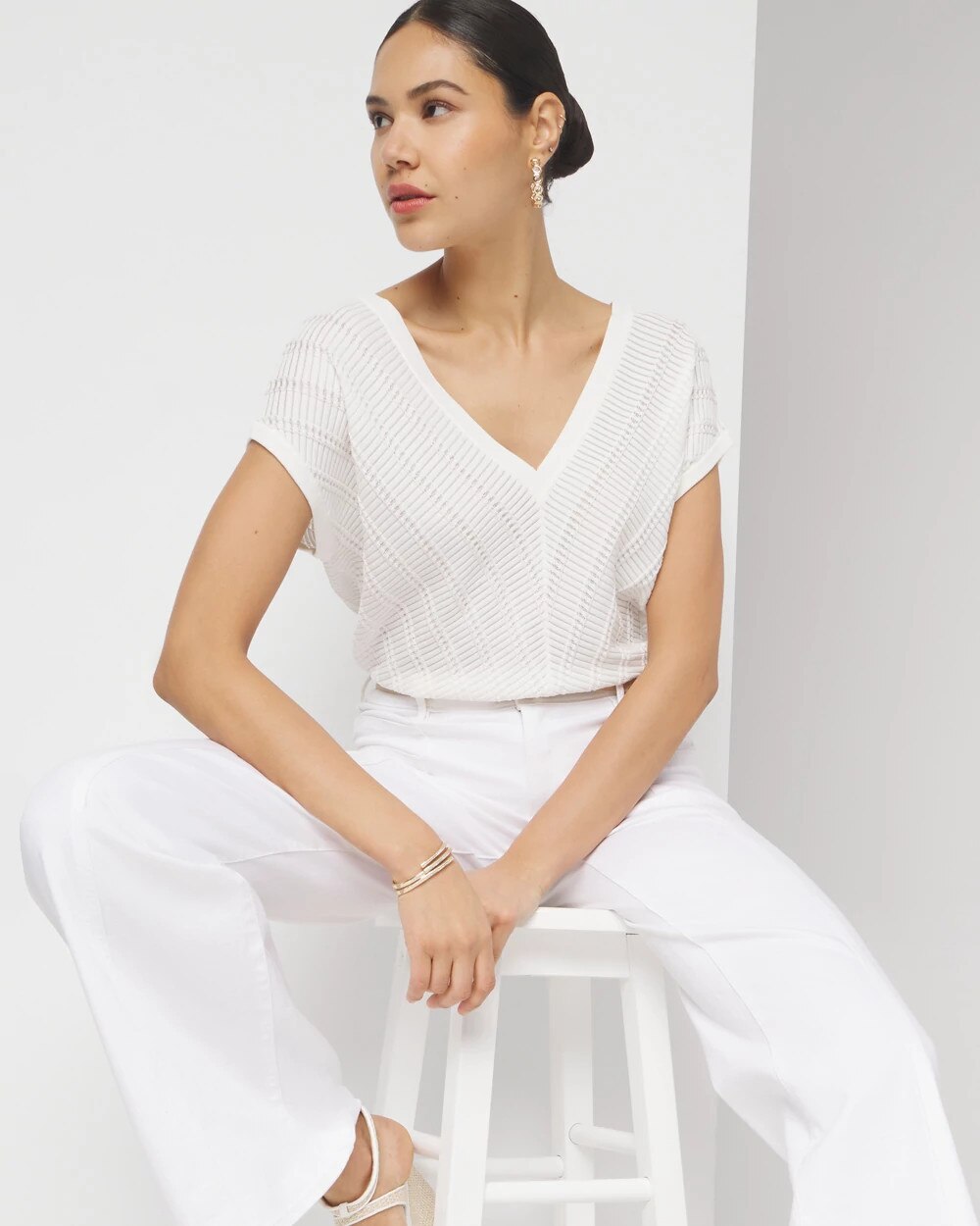 V-Neck Dolman Sweater - image 1