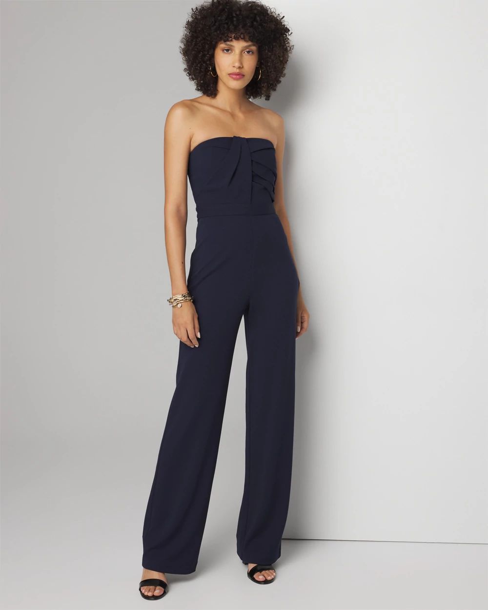 Petite Strapless Draped Jumpsuit