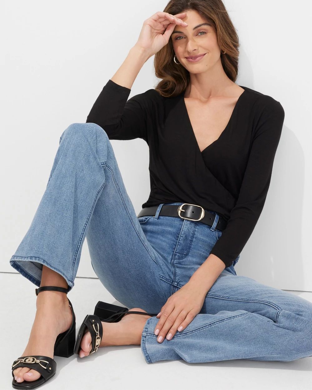 Outlet WHBM Surplice 3/4-Sleeve Tee