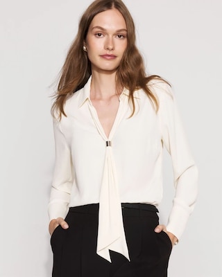 Tie-Detail Crepe Blouse