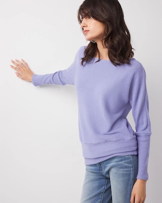 Off-The-Shoulder Ribbed Snit Pullover