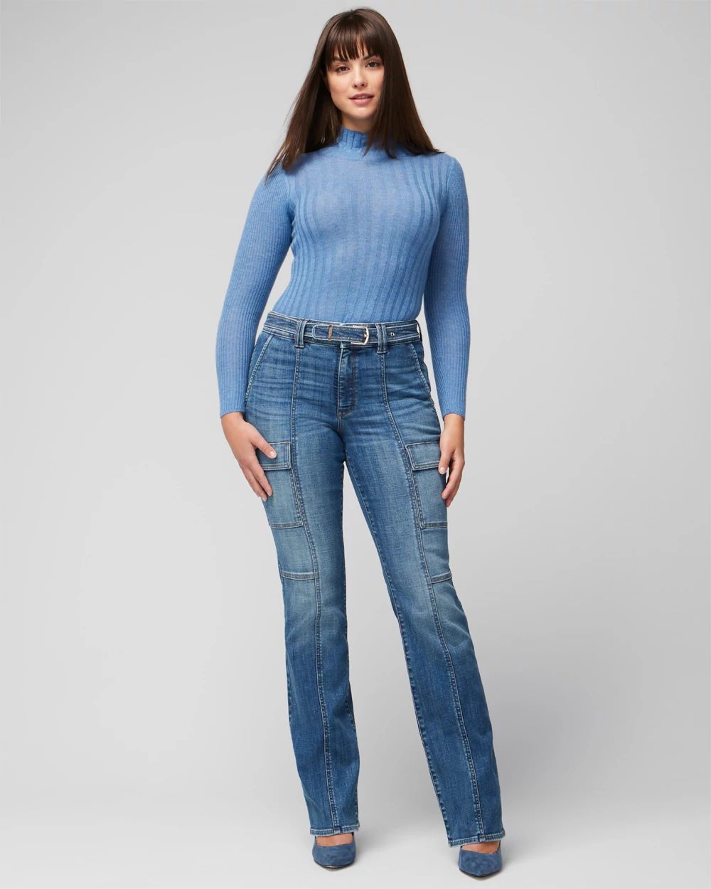 High-Rise Cargo Bootcut Jeans