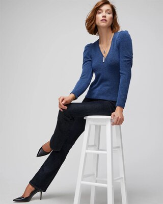 Puff Sleeve V-Neck Pull Over