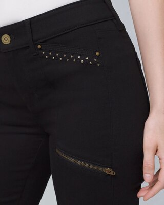 Mid-Rise Stud-Trim Skinny Ankle Jeans