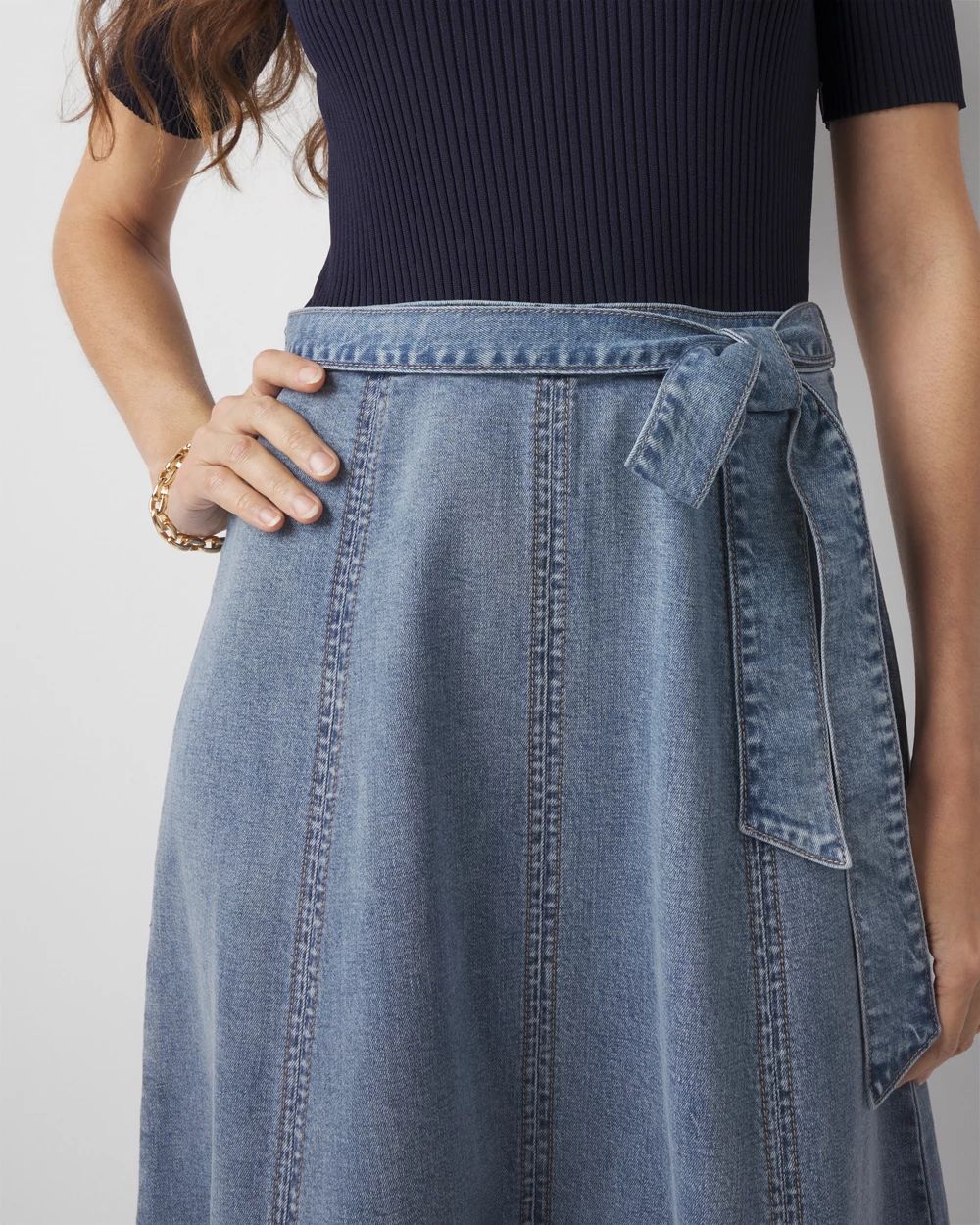 Sweater + Denim Midi Dress