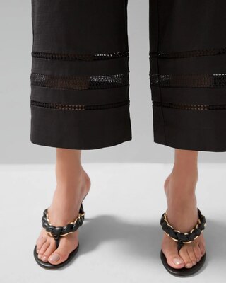 Linen-Blend Tassel-Tie Wide-Leg Crop Pants
