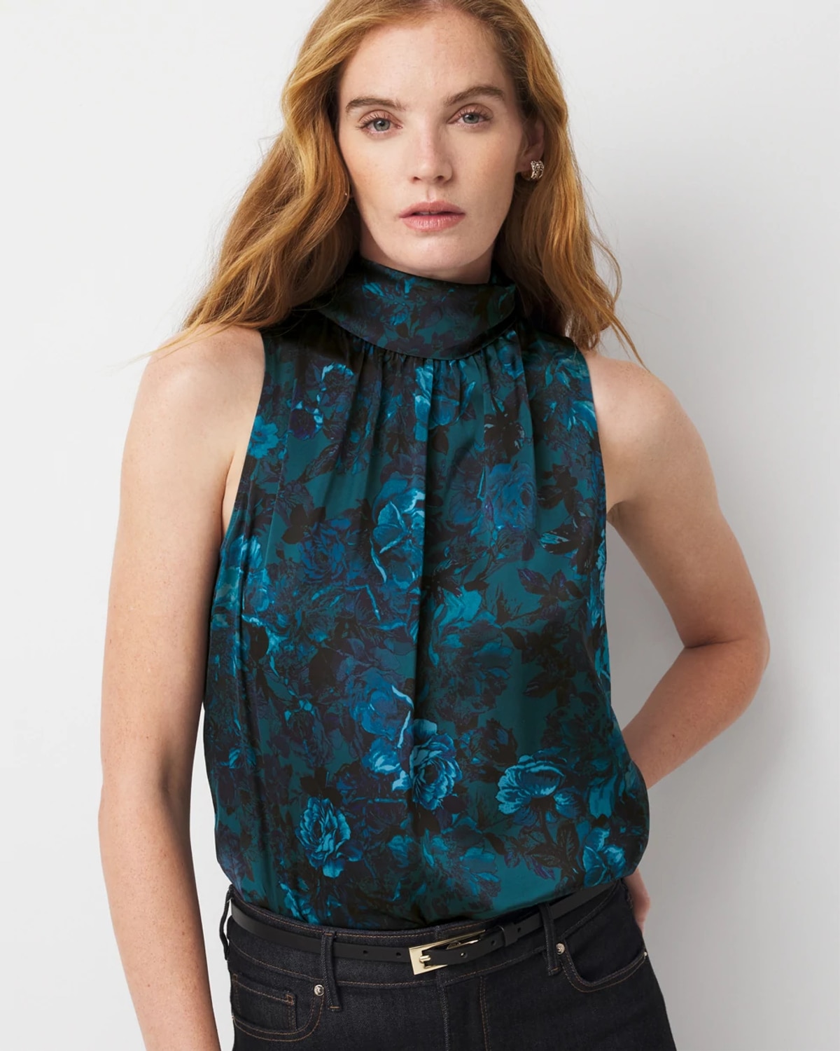 White House Black Market Bow Back Satin Halter Blouse