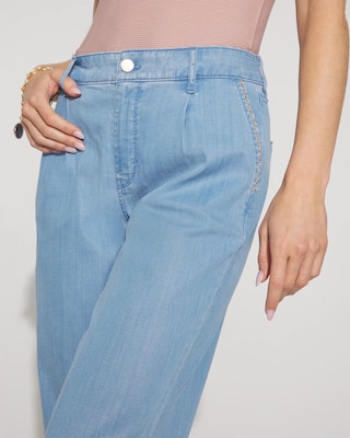 High-Rise Wide-Leg Jean with Chain Trim click to view larger image.