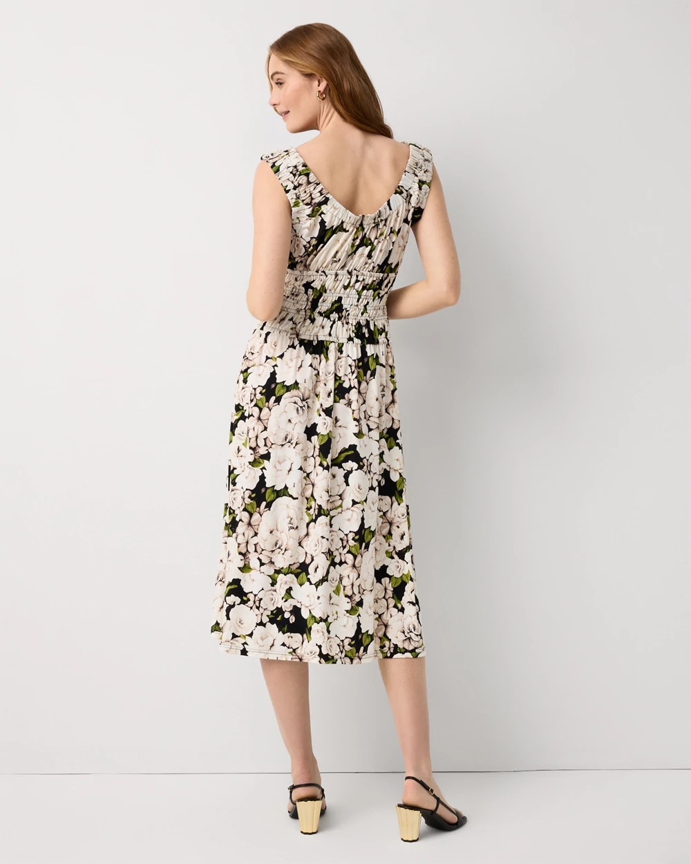 Ruched Fit + Flare Midi Dress