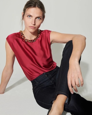 Satin Top with Tortoise Chain Necklace click to view larger image.