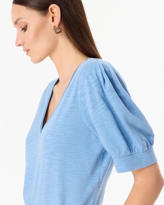 Puff Sleeve V-neck Tee click to view larger image.