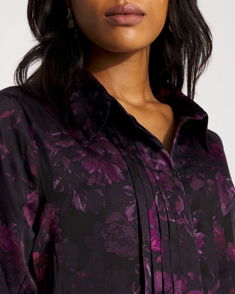 Pintuck Satin Shirt