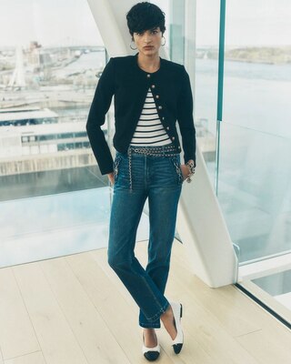 High-Rise Sculpt Horsebit Straight-Leg Jeans click to view larger image.