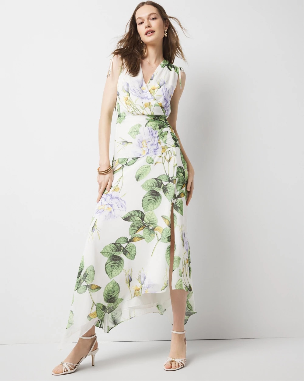 Petite Ruched Midi Dress