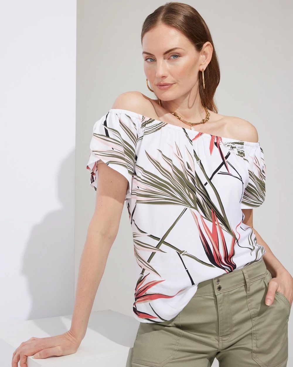 Outlet WHBM Off-The-Shoulder Tulip-Sleeve Blouse