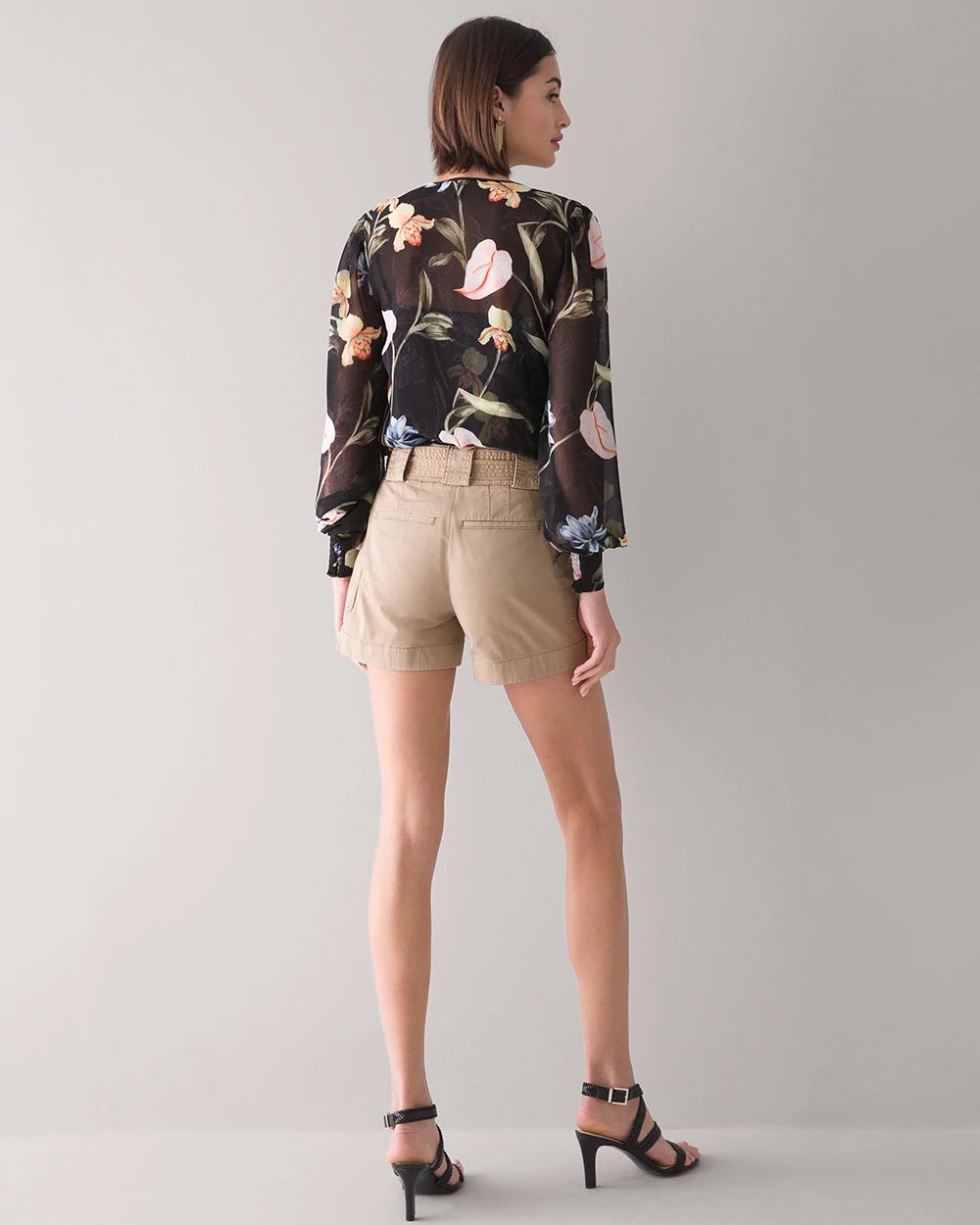 High-Rise Belted Pret Utility 5-Inch Shorts