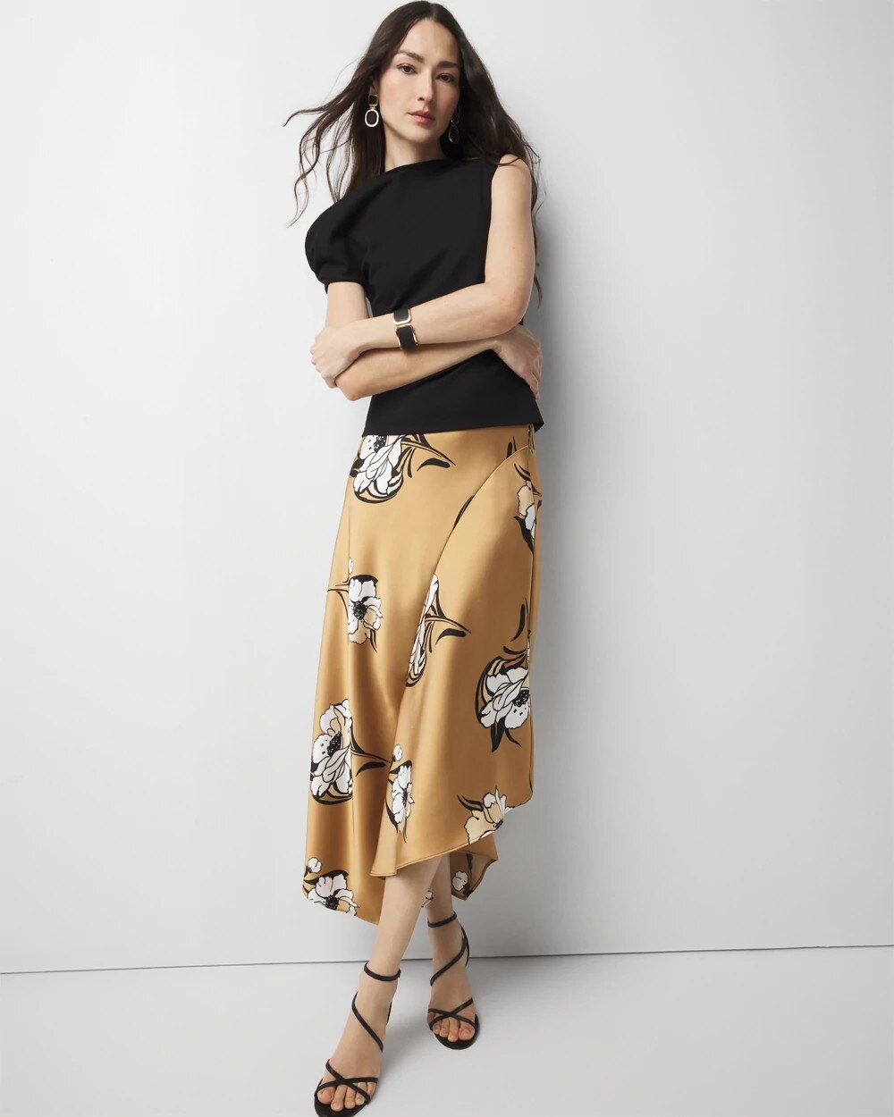 Satin Slip Midi Skirt