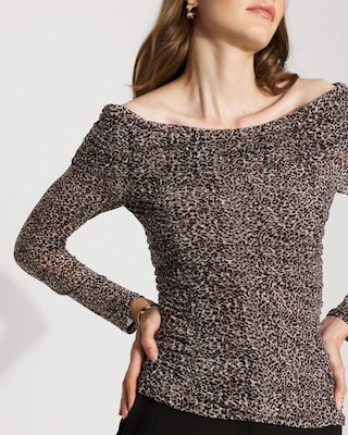 Off-The-Shoulder Mesh Top click to view larger image.