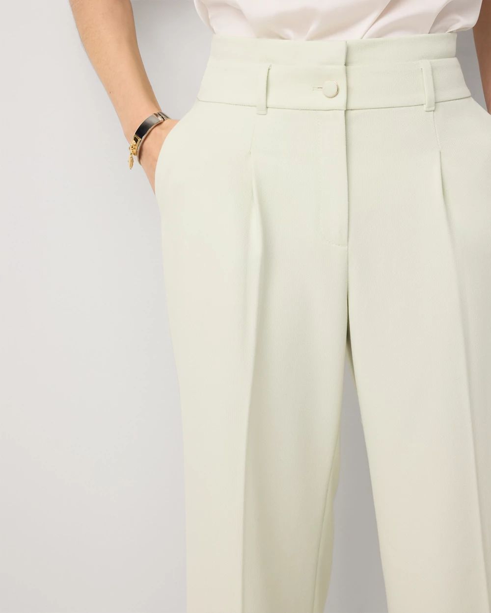 Double Waistband High Rise Wide Leg Pant