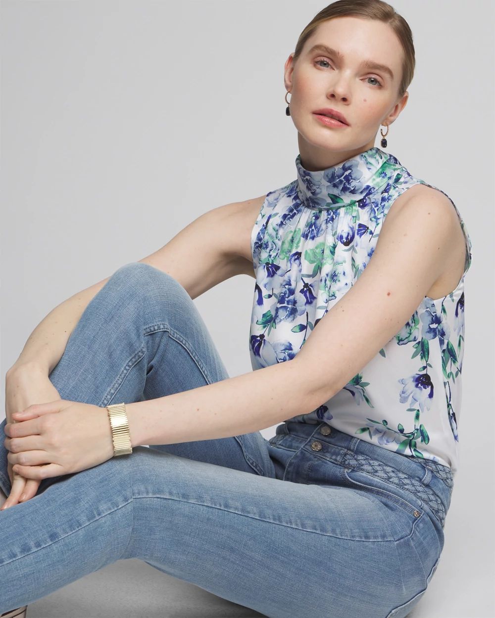 Sleeveless Tie-Back Shell Top