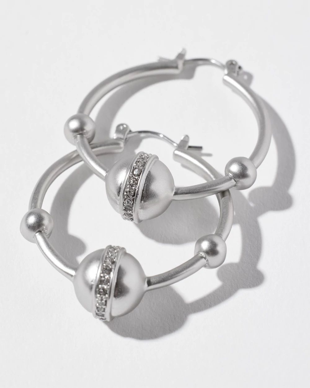 Silver Sphere Hoop Earrings