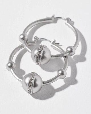 Silver Sphere Hoop Earrings