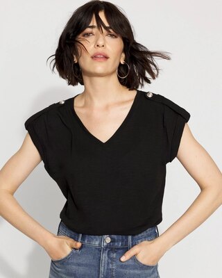 V-Neck Tee with Epaulets