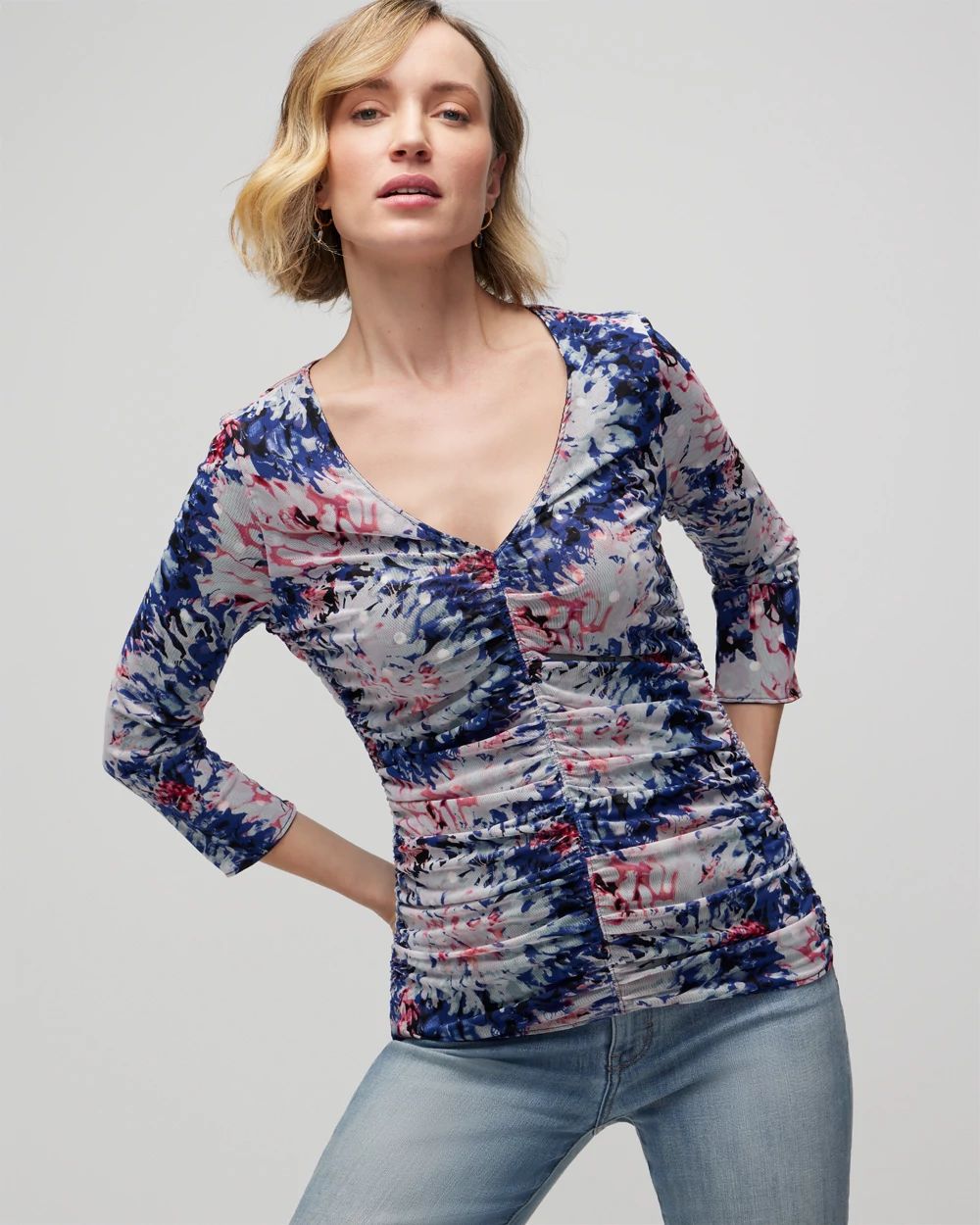 3/4 Sleeve Reversible Mesh Top
