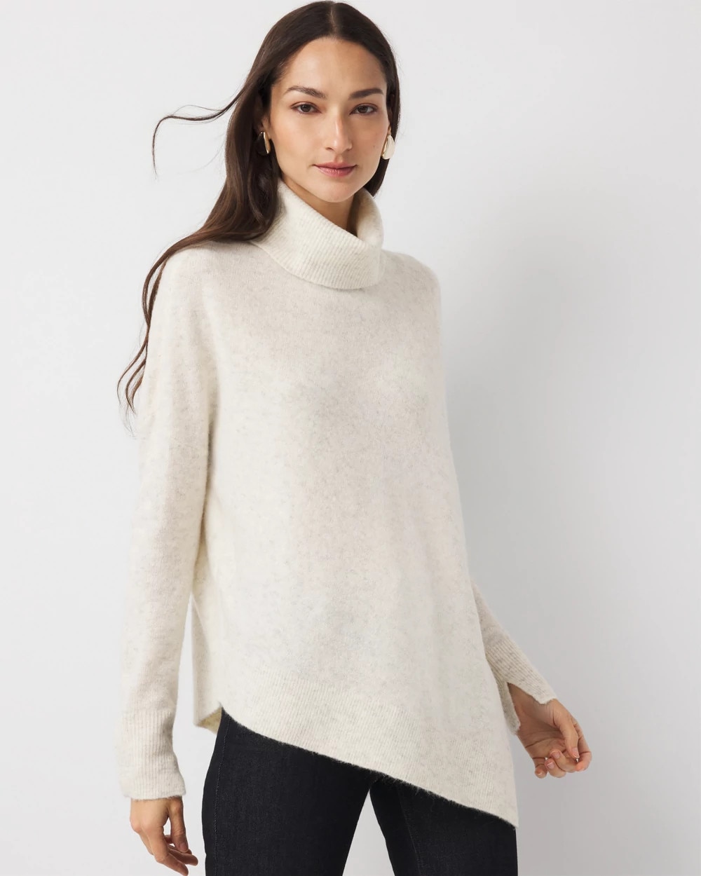 Asymmetrical Hem Turtleneck Sweater - image 5