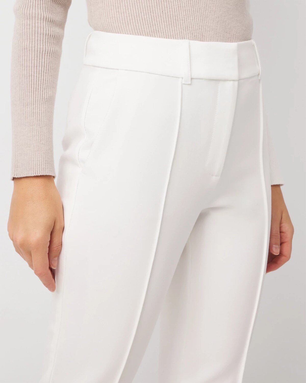 White House Black Market Double Weave Zoey Straight Pants In White